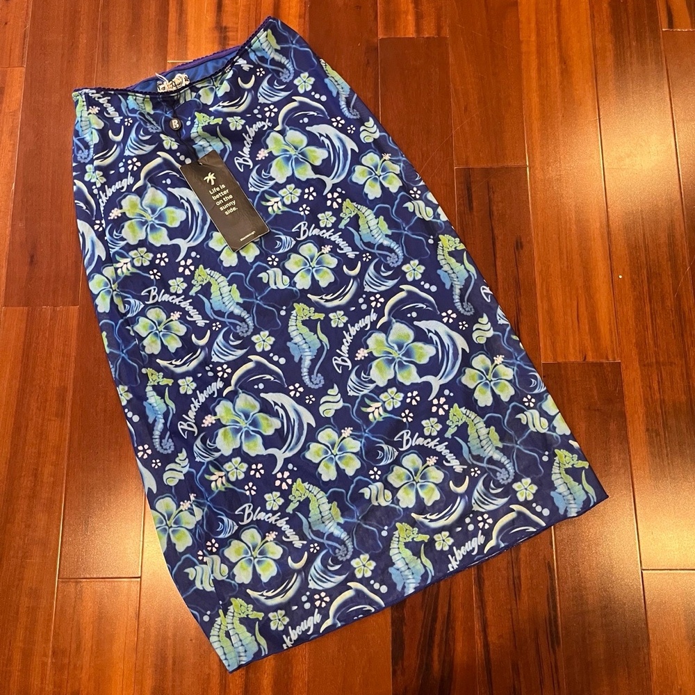 New NWT Blackbough Blue Skirt Swim Coverup Floral‎ Seahorse Tropical Size Small